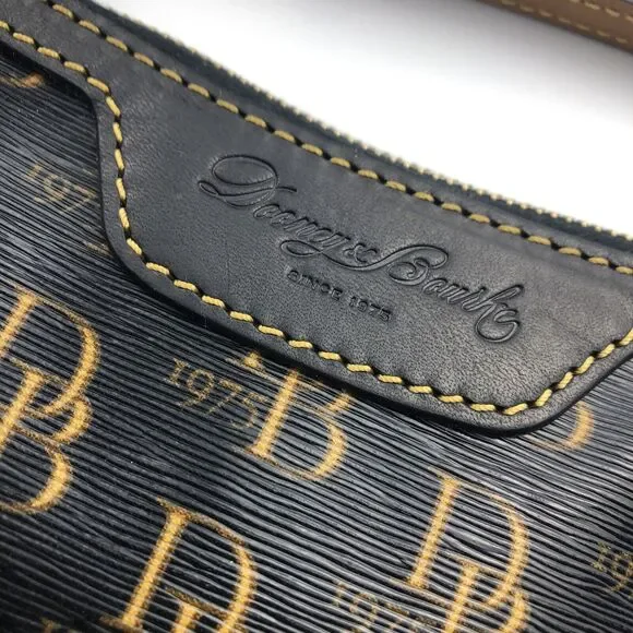 DOONEY & BOURKE 1975 Signature Purse DB Handbag black and gold with red lining - Picture 2 of 13